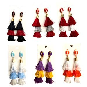 College Football Tassel Drop Earrings